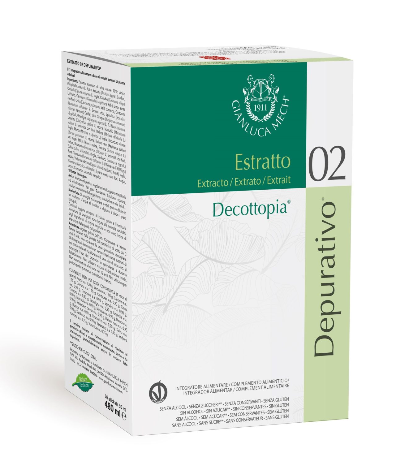 Очищающий экстракт Detox Estratto 02 &ndash; пищевая добавка для очищения организма и печени, Tisanoreica